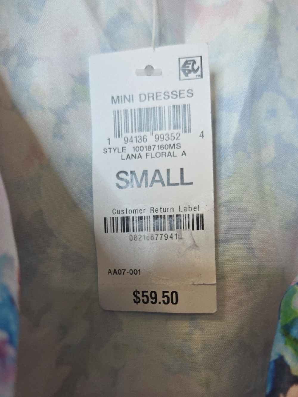 Bar III Pastel Floral Dress - Blue Pink Green - Picture 6 of 6